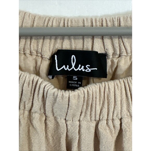 Lulus Al Fresco Evenings Beige Off-the-Shoulder mini Dress size Small - Picture 3 of 7